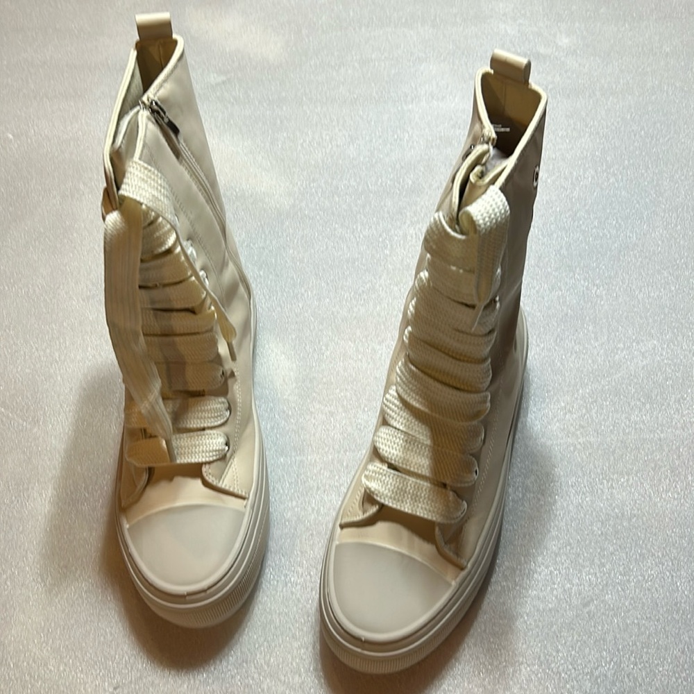 Hi Top PU leather sneakers sz 10 NIB